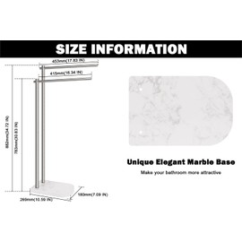 Livabber Standing Towel Rack, 304 Stainless Steel 2-Tier Towel Holder Stand with Marble Base, Modern Stylish Tall Shower Towel Rack for Bathroom Accessories, Pool（Brushed Nickel）