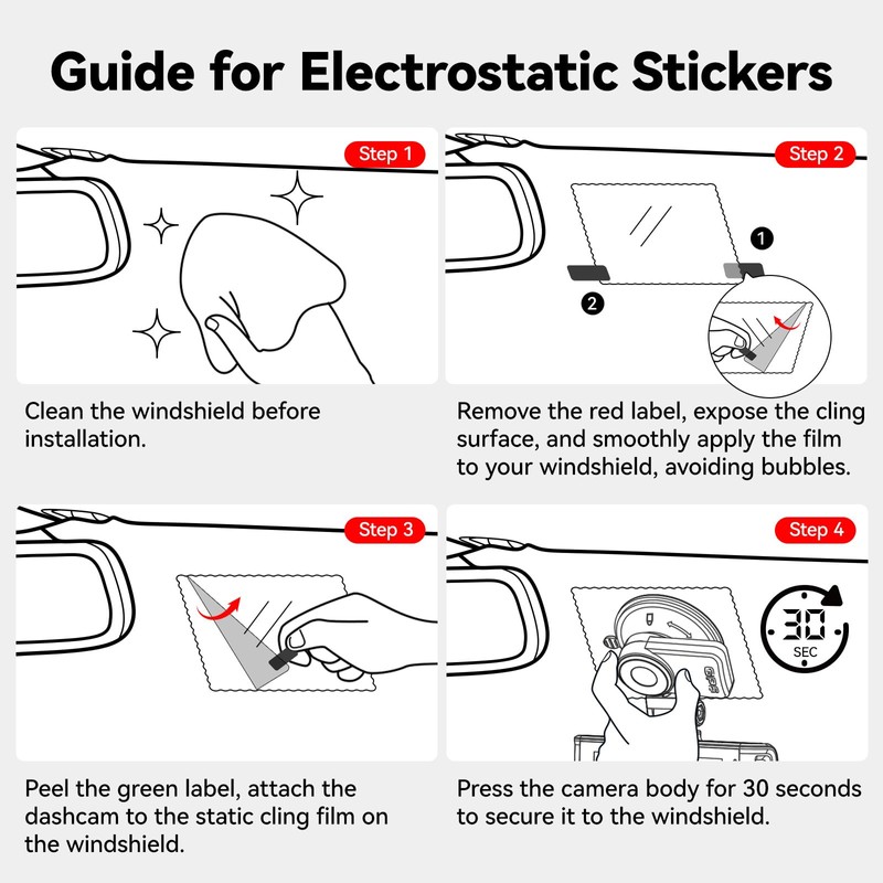 REDTIGER Round Double-Sided Adhesive Pad and Electrostatic Stickers,Suitable for Dash