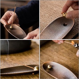 CLISPEED Japanese Incense Burner Plate with Stand - Vintage Decor for Incense Sticks Holder - Elegant Ashtray and Cone Burner for Relaxation and Aromatherapy for Home