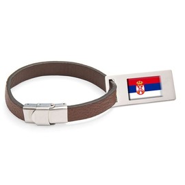 Serbia Flag Design Leather Luggage Stainless Steel Engraving
