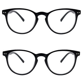 grinderPUNCH 2 Pairs Computer Readers Reading Glasses Anti Reflective Anti Glare Anti Eyestrain Lens for Digital Screens and Gaming Slim Vintage Style (2 Black, 2.50x)