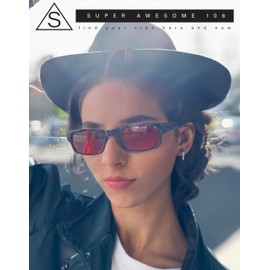 Mens Small Face Snug Fit Color Lens Rectangular Plastic Frame Sunglasses Red