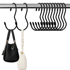 Saihisday 12PCS Heavy-Duty S Hooks, Twist Design Hangers for Organizing Handbags, Accessories, and Clothing