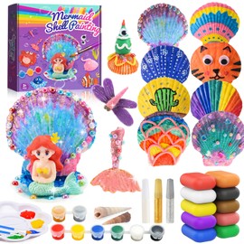 HappyGoLucky Gift Girls 4 5 6-10 Years, Craft Set Girls 4-10 Years Craft Set Children from 4-10 Years Creative Set for Children Mermaid Toy Girls 4-10 Years Shells for Crafts