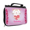 Toiletry Bag with Name Rebekka and Cat Motif with Hearts