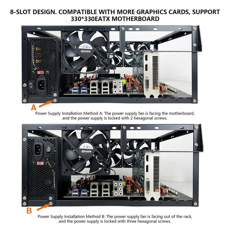 DIY Computer Case PC Frame Desktop Chassis Stackable Rack Stand