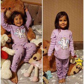 Girls Pyjamas Set Toddler Clothes Cotton Sleepwear Animal Mermaid Printed Nightwear Long Sleeve PJs 2 Piece Outfit Xmas Gift for Kids Age 1-12 Years (01 Unicorn, 7-8 Years)