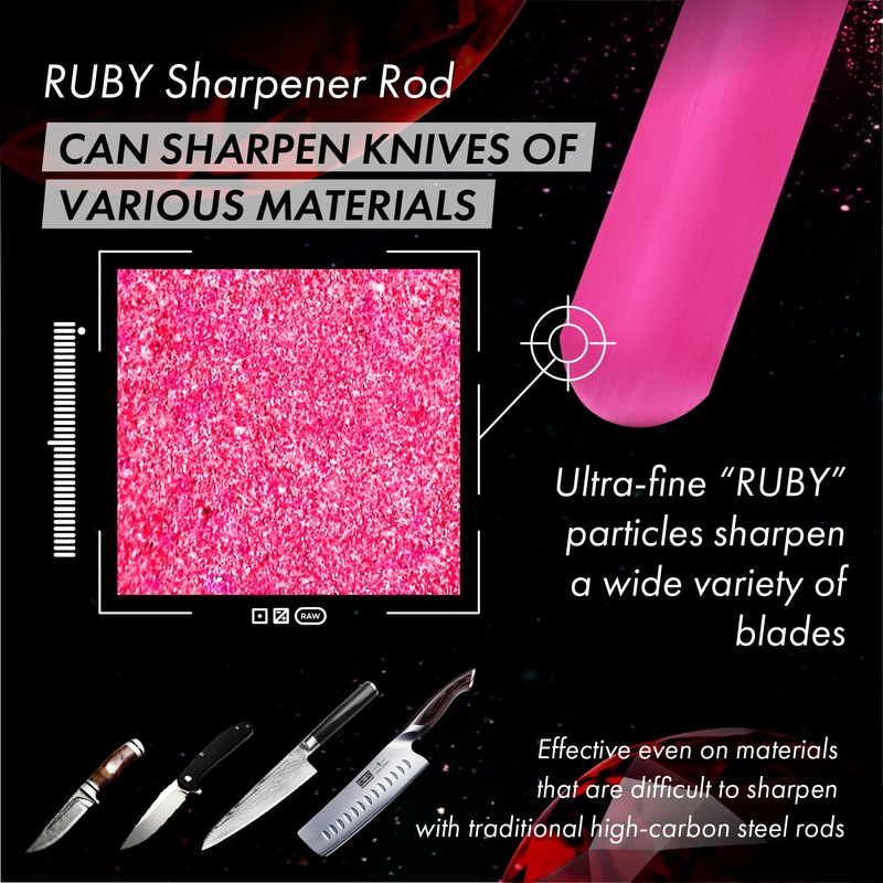 VIGORCRAFT Ruby Sharpener Rod: Durable Knife Sharpener, Harder Than Steel