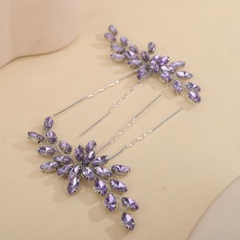 Rumtock Pack of 2 Red Hair Pins Silver Hair Piece for Wedding Brides Boho Hair Accessories for Women (Violet)