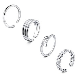 Briana Williams 4pcs Toe Ring stainless steel Adjustable Open Silver Rings