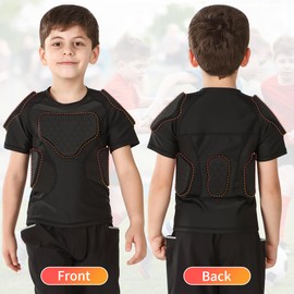 Youth Padded Football Shirt, Heart Sternum Rib Chest Protectors, Padded Compression Undershirt for Sports Football Softball Baseball Lacrosse Rugby