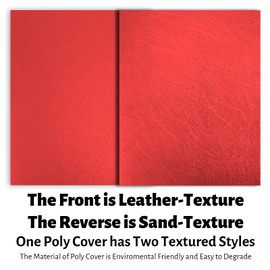 Binditek 50 Pack 16 Mil Leather Textured Polycovers - Binding Presentation Covers for Business Reports and Proposals 8-1/2 x 11 Inches, Red Color, for Students and Coworkers