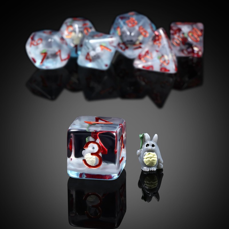 Totoro DND Dice Set, DNDND 7PCS Resin D&D Dice with