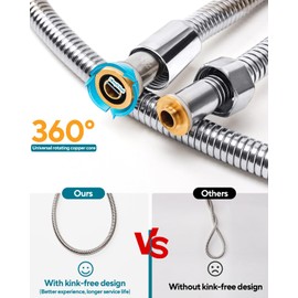 OIETON Shower Hose Extra Long 157Inches, Flexible Stainless Steel Handheld Shower Hose, with Brass Insert and Nut