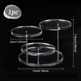 FINGERINSPIRE Round Acrylic Finger Ring Riser Clear 3 Tier Jewelry Display Stands for Rings Bracelets Watches Small Cupcake Stand Display Rack for Action Figures, Collectibles, Gem, Crystals, Rocks
