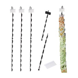 DIICCYO 4 Pack Hanging Merchandise Strips with Hooks, 32.3" Chip Rack Strips Merchandising with 12 Clips, Heavy Duty Clips Display Chips Holder with Label Headers for Store Retail Displaying, Black