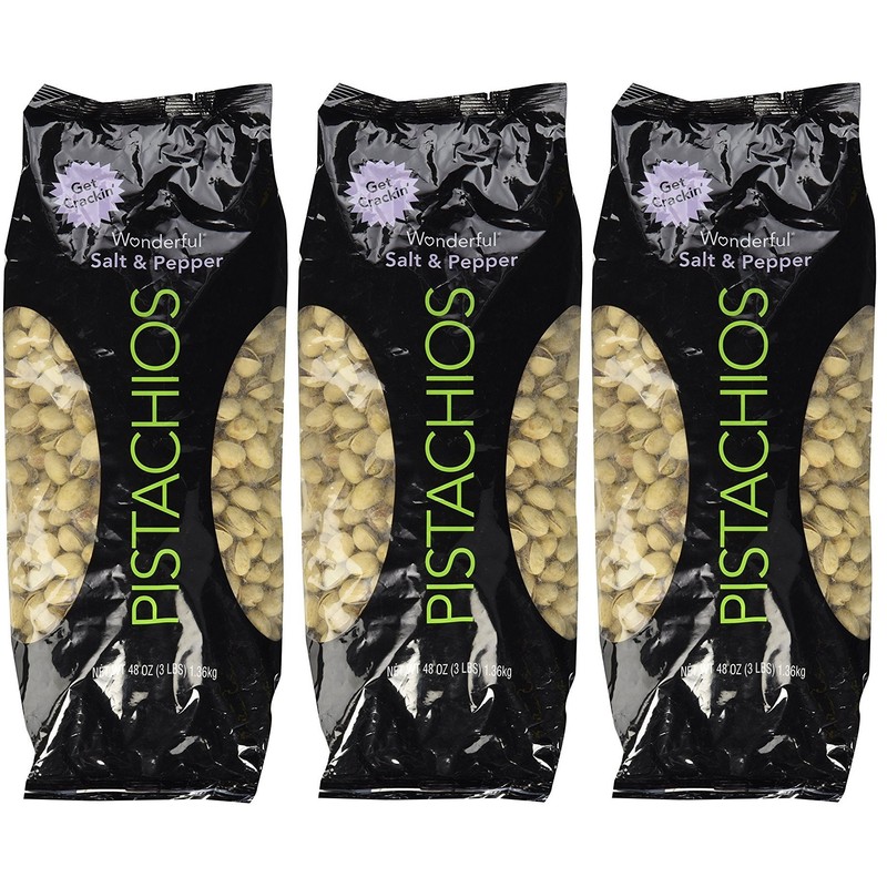 Wonderful Pistachios, Salt & Pepper Flavor xwbwwR, 3Pack (48 Ounce)