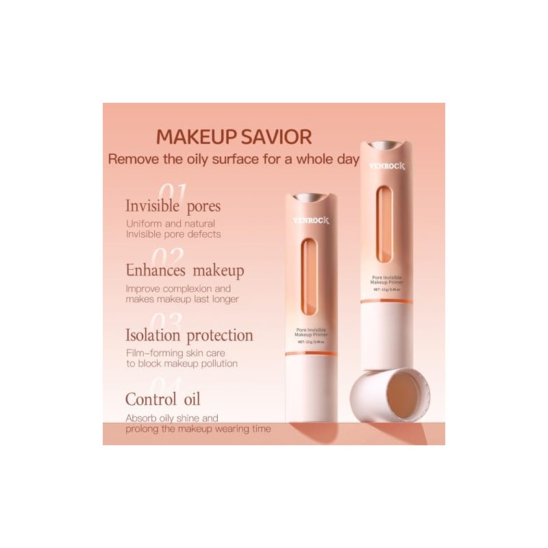 Venrock Prebase De Maquillaje Invisible Pore, Realza El Maquillaje, Aísla