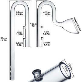LINLAN 17mm Glass Lily Pipe, Inflow and Outflow, Fits 16/22mm (5/8" i.d.) Filter Hose for Aquarium Planted Tank
