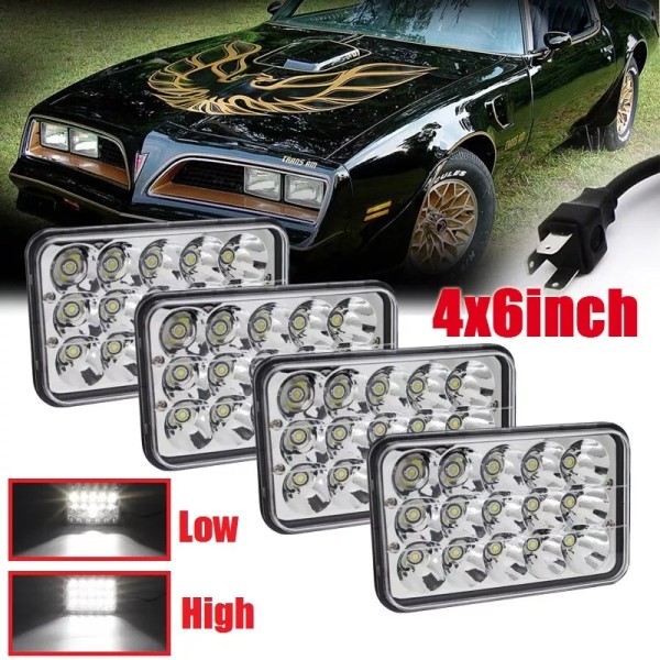 BraveWAY For 77-81 PONTIAC FIREBIRD TRANS AM LED HEADLIGHT 4x6"