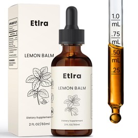 Etlra Organic Lemon Balm Tincture - Lemon Balm Leaves Extract for Digestive Relief & Anti-Bloat Support, Non-Alcohol, GMO & Gluten, Vegan, 60ml