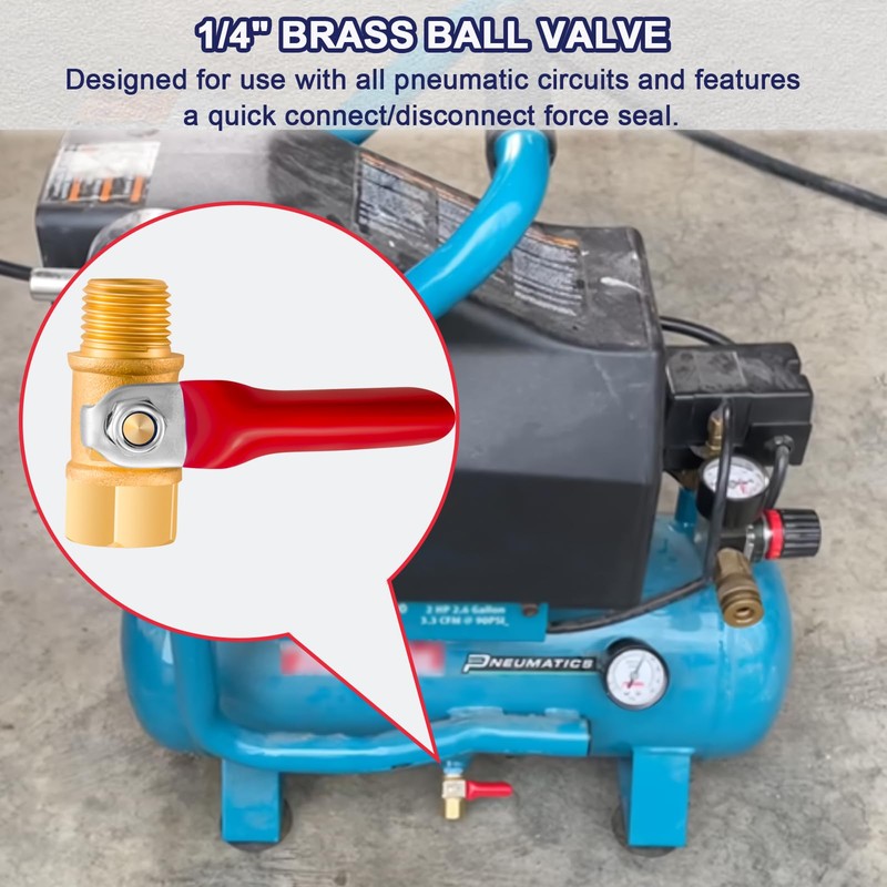 Jingzan 2 Sets 1/4" NPT Brass Ball Valve Kit Air