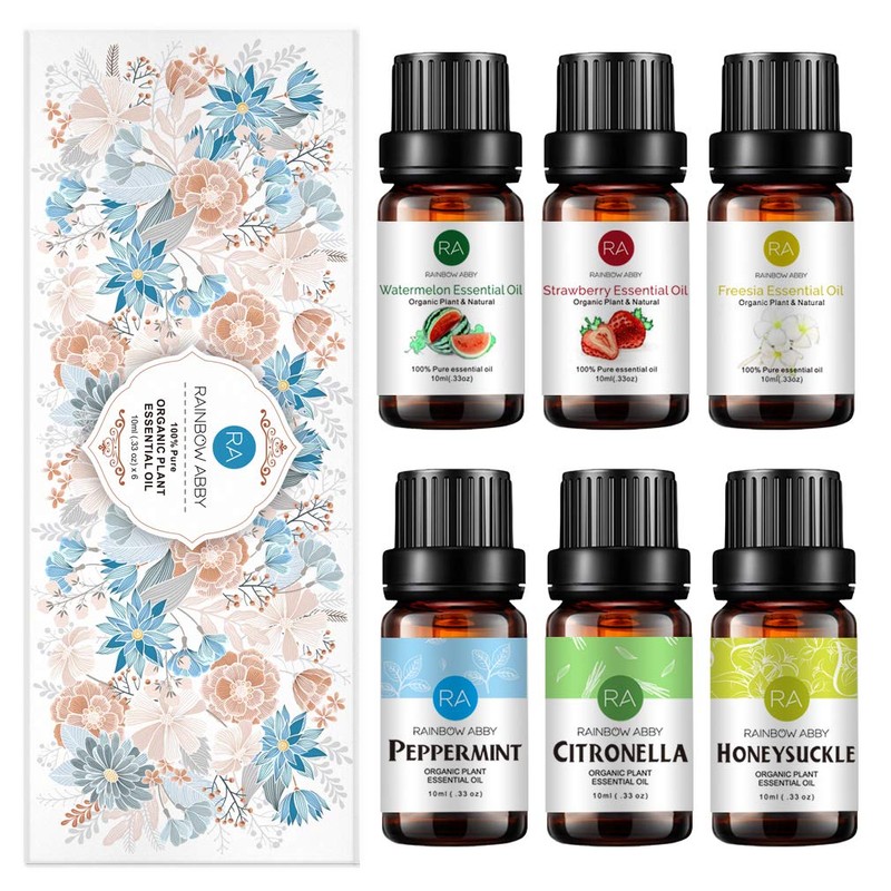 RAINBOW ABBY 6-Pack Orangic 100% Pure Essential Oil Set (Peppermint,