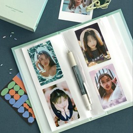 Aesthetic Simple Korean Polaroid Photo Album Scrapbook for Kpop Photo Cards, Polcos, Business Cards, Trading Cards, Couples, 24 Sheets, 96 Sleeves in 4 Colors (Forest)