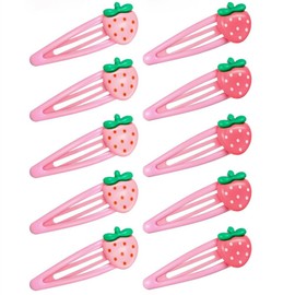 10Pcs Strawberry Hair Clips for Women Metal Snap Hair Clips Pink Decorative Hair Clips Cute Hair Barrettes Y2k Hair Accessories for Girls