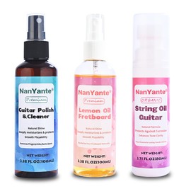 Nan Yante Guitar Cleaning Care Kit | 100ml Polish&Cleaner + 100ml Lemon Oil + 80ml Rust Prevention Oil | All-in-One Guitar Care Bundle with Free Microfiber Cloth | Pro-Grade Cleaning & Protection