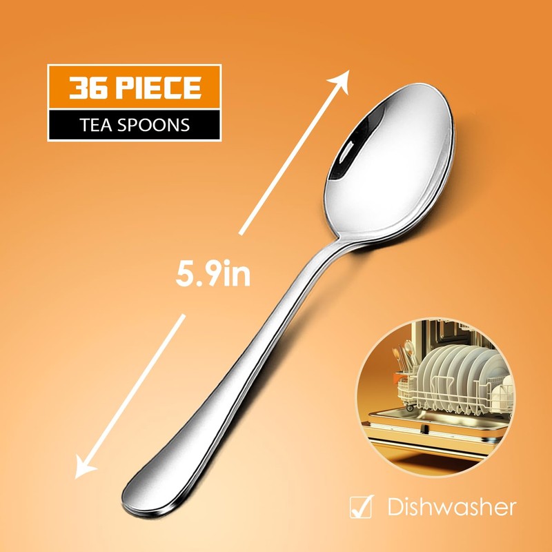 RayPard Tea Spoons (15 cm, 5.9 inches) Set of 36,