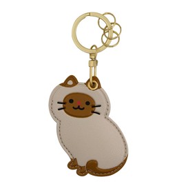 U-PICK Cat Key Holder, Coin Type, Edy (QUICPAY Coin), PU Leather Key Chain, 500 Yen Coin Storage Cover, Airtag Protective Case, Cute Animal Key Chain Strap, Cat E