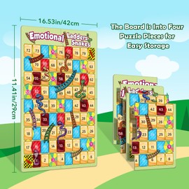 Broytain Emotional Board Games for Kids,Ladders and Snakes Board Game,Learning Resources,Social Skills Emotional Regulation Toys for Toddlers,Classroom Travel Indoor Outdoor Family Games