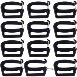 Heyumybit 12Pcs Adjustable Plastic G Hooks for Webbing Backpack Hardware and Strap Replacement Clips Durable Open Type Buckles for Outdoor Gear