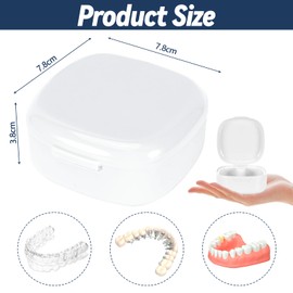 Zikenis Denture Box with Strainer, Braces Box, Denture Box, Portable Denture Box Cover, Denture Box Retainer, Protesal Container Tooth Rail Box for Holder, Cleaning Box (White)