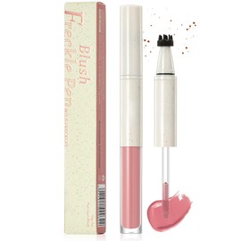 Freckle Stamp Blush Pen 2-IN-1, Fake Freckles Pen & Liquid Pink Blush for Cheeks, Long Lasting Waterproof Sun-kissed Makeup, Quick-drying Freckles Tint Liquid Blusher for Women
