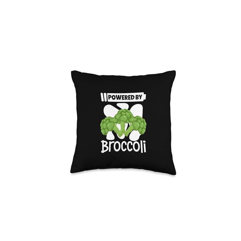 Powered by Broccoli Throw Pillow