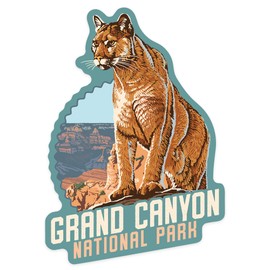 Die Cut Sticker Grand Canyon National Park, Arizona, Mountain Lion, Contour Vinyl Sticker 1 to 3 inches (Waterproof Decal for Cars, Water Bottles, Laptops, Coolers), Small