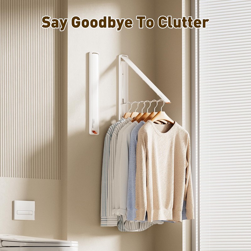 Deasolin Clothes Drying Rack, Laundry Room Wall Mounted Retractable Clothes