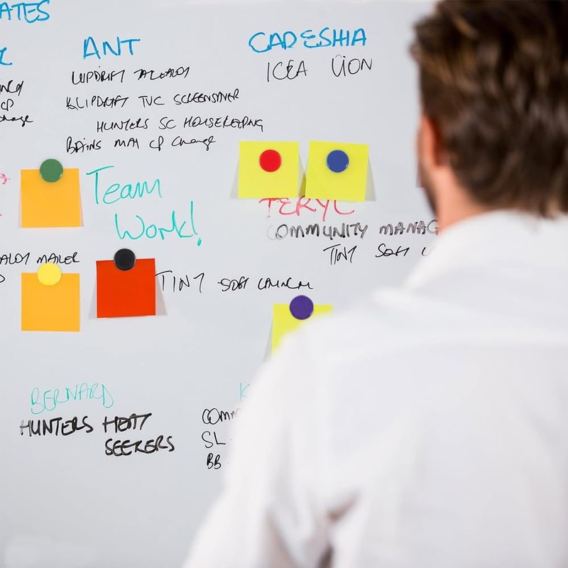 Pack of 12 Yellow Round Flat Magnets - 24mm Whiteboard