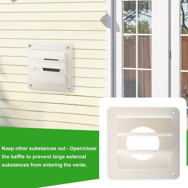 TNITRIB 3 Inch Dryer Vent Cover 1475W White Plastic Louvered