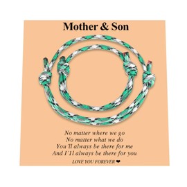 Christmas Gifts for Son Stocking Stuffers Mommy and Me Bracelets,Mom and Son Matching Bracelets,Christmas Birthday Ideas(Green)