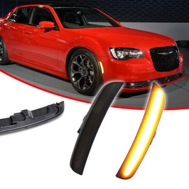 GTINTHEBOX Smoked Lens Front Amber Led Side Marker Light Kit for 2015 2016 2017 2018 2019 2020 2021 2022 2023 Chrysler 300