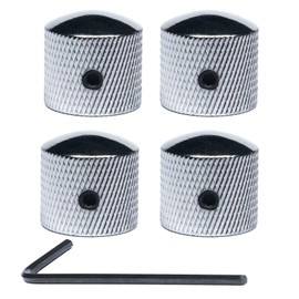 4 Pcs Metal Guitar Knobs Set - Volume & Tone Control Knobs with Dome Tops, Allen Keys & Screws for Fender Strat, Telecaster, Gibson Les Paul Electric Guitars or Basses (Chrome)