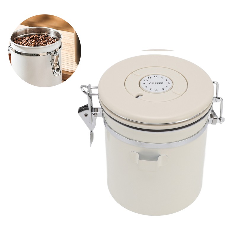 Airtight Coffee Canister 304 Stainless Steel Valve with Scoop for