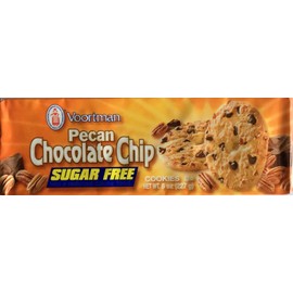 Voortman Sugar Free Pecan Chocolate Chip Cookies 8 Oz (Pack of 4)