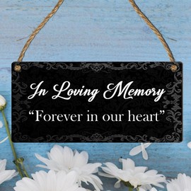 Memorial Plaque – "In Loving Memory" Wooden Sign, Remembrance Wall Hanging, Memorial Garden Decor, Forever in Our Heart Tribute