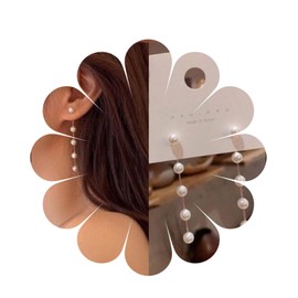 Aneneiceera Boho Pearl Drop Dangle Earring Gold Long Tassel Pearl Earrings Tiny Pearl Chain Earrings Vintage Earrings Accessories Vintage Earrings Wedding Jewellery for Women and Girls, Pearl