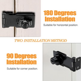 ZiYuya Hasp Lock with Keys, Padlock Shed Lock Gate Latch Door Bolt Lock Drawer Cupboard Locks Twist Knob Locking Hasp Keyed Locking Closet Latch Bolt Door Lock Black (Black - 1 Pack, 4 Inch)