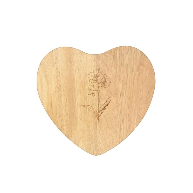 'Orchids' Wooden Heart Shaped Chopping/Cutting Board (WB00081120)
